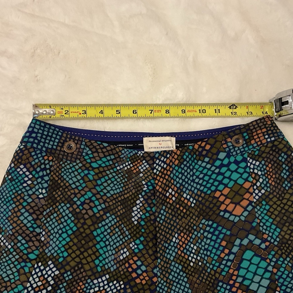 Anthropologie Womens 4 Essential Culotte Wide Leg Cropped Pants Geometric Print - Picture 5 of 5